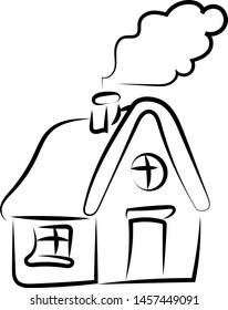 House drawing, illustration, vector on white background.