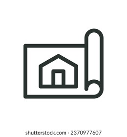 House drawing isolated icon, house plan vector icon with editable stroke