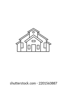 House drawing line art icon isolated on a white background. vector line art. Perfect for home decor such as posters, wall art, tote bag, t-shirt print, sticker, mobile case