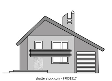 house drawing on white background, vector illustration