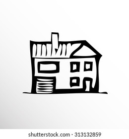 House. Drawing. Sketch style.