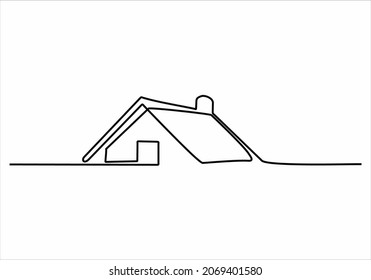 La casa está dibujada por una sola línea negra sobre un fondo blanco. Dibujo continuo de líneas. Ilustración del vector