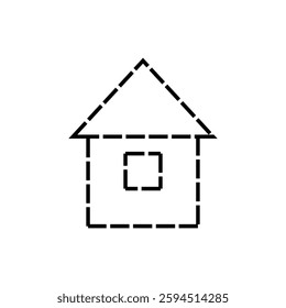 House drawn with dashed lines. House project. Future housing