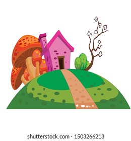 House in Dreamland - Cartoon Vector Image