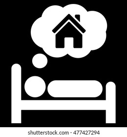 House Dreams icon. Vector style is flat iconic symbol, white color, black background.