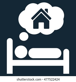 House Dreams icon. Vector style is flat iconic symbol, white color, dark blue background.