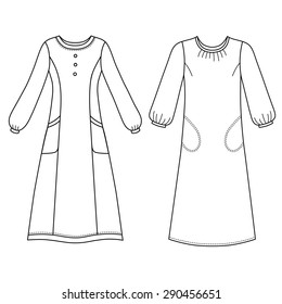 House dress, nightdress front view, vector illustration isolated on white background 