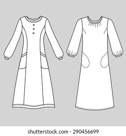 House dress, nightdress front view, vector illustration isolated on grey background 
