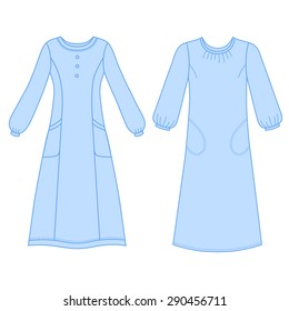 House dress, nightdress front view, vector illustration isolated on white background 