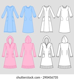 House dress, nightdress front view, vector illustration isolated on grey background 