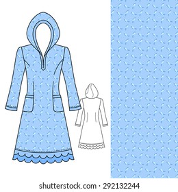 House dress, nightdress front view parrot seamless background patterned, vector illustration isolated on white background 
