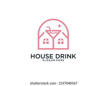 House drink restaurant modern line art logo