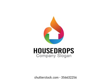 House Drop Logo Vector Symbol Design Illustration