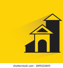 house with drop shadow on yellow background