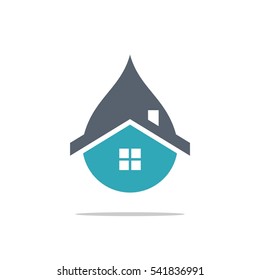 House and Drop Water Logo Template Illustration Design. Vector EPS 10.