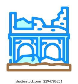 house earthquake destroyed color icon vector. house earthquake destroyed sign. isolated symbol illustration