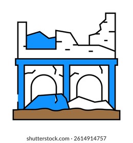 house earthquake destroyed line icon vector. house earthquake destroyed sign. isolated symbol illustration