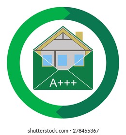 House Eco Green Building Envelope Energy Efficiency Weatherization Construction standards home insulation Thermal  Environmentally friendly and save money and energy class A +++ symbolic logo vector