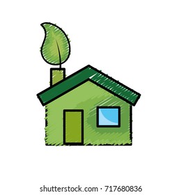 house with ecological leaf to environment care
