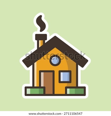 house editable cartoon style sticker vector