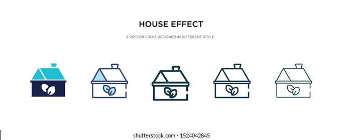 Haus-Effekt-Symbol in verschiedenen Stil Vektorgrafik. zweifarbige und schwarze Haus-Effekt-Vektorsymbole, die in Form von Füllung, Umriss, Linien und Schlaganfällen entworfen wurden, können für Web, Mobile,