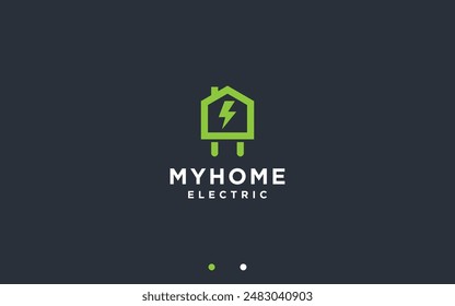 casa con diseño de logotipo eléctrico ilustración de silueta de Vector