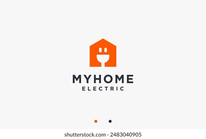 casa con diseño de logotipo eléctrico ilustración de silueta de Vector