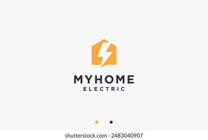 house with electric logo design vector silhouette illustration