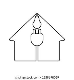 house, electric plug and light bulb icon. Element of cyber security for mobile concept and web apps icon. Thin line icon for website design and development, app development