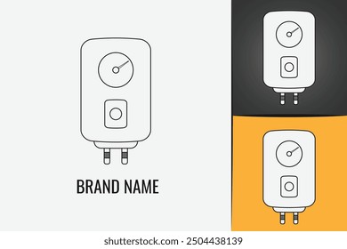 Casa Calentador de agua eléctrico Logo de caldera de gas. Logotipo de caldera de gas de calefacción en ebullición