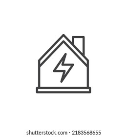 House electricity line icon. linear style sign for mobile concept and web design. Home electricity outline vector icon. Symbol, logo illustration. Vector graphics