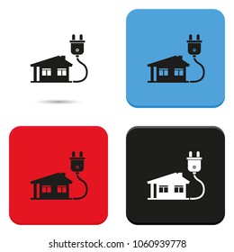 House with electricity plug flat vector icon.