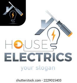 Hauselektrik - Schraubendreher, Lampe - Vektorgrafik-Design
