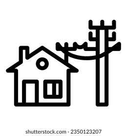 House electrification line icon. Electricity and home vector illustration isolated on white. Electric cords and house outline style designed for and app.