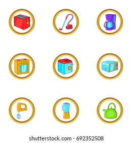 House electronics icon set. Cartoon set of 9 house electronics vector icons for web isolated on white background