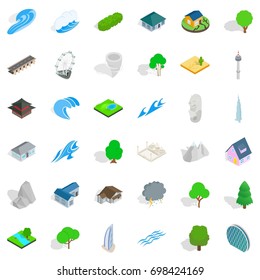 house element icons set. Isometric style of 36 house element vector icons for web isolated on white background