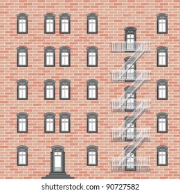 house with emergency ladder, abstract vector art illustration