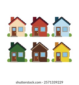 House emoji building home vector symbol color set