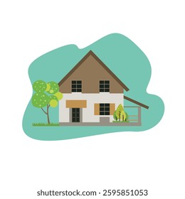 House emoji flat design vector illustration isolated blue background