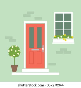 House Entrance Exterior Vector Illustration