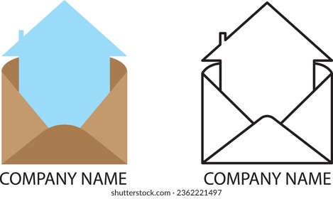 house in envelope home in mail logo, symbol, icon for a housing or  real estate business