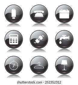 House Equipments Black Vector Button Icon Design Set