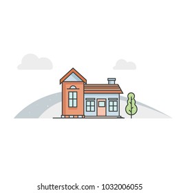 House estate iconic vector illustration