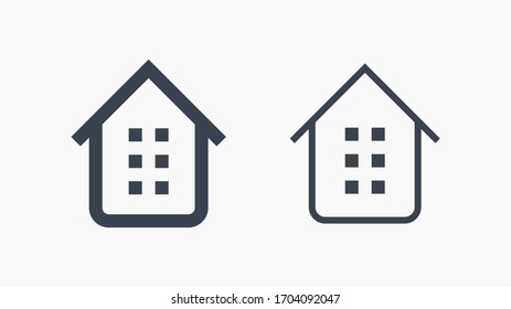 Icono minimalista de vectores de la línea de propiedad. Símbolo de apartamento. Icono de silueta doméstica para el diseño web. Icono de hogar plano moderno para el diseño de aplicaciones. Signo de estado de construcción iconos lineales planos mínimos