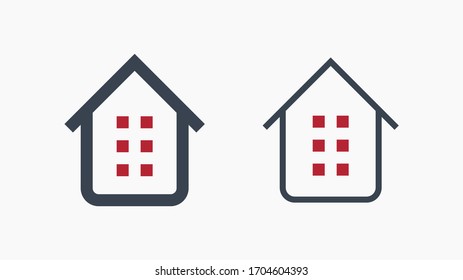 House estate line vector minimalistic icon. Apartment symbol. Household silhouette icon for web design. Modern flat home icon for app design. Building state sign minimal flat linear icons