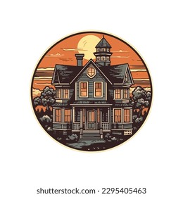 house with evening sky logo