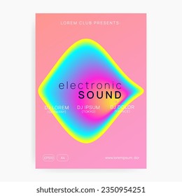 House Event. Cool Trance Banner. Linear Art For Cover. Sound And Nightlife Design. Gradient Pattern For Invitation Layout. Pink And Blue House Event