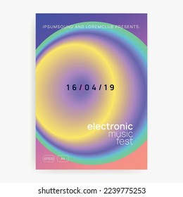 House Event. Wavy Music Flyer. Graphic Background For Magazine Template. Bright Effect For Invitation. Techno And Carnival Shape. Rainbow House Event