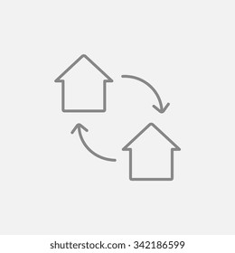 House exchange line icon for web, mobile and infographics. Vector dark grey icon isolated on light grey background.