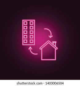 House exchange neon icon. Elements of Real Estate set. Simple icon for websites, web design, mobile app, info graphics